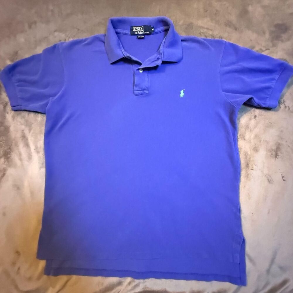 Vintage Polo Ralph Lauren blue short sleeve polo shirt Size M - 0259